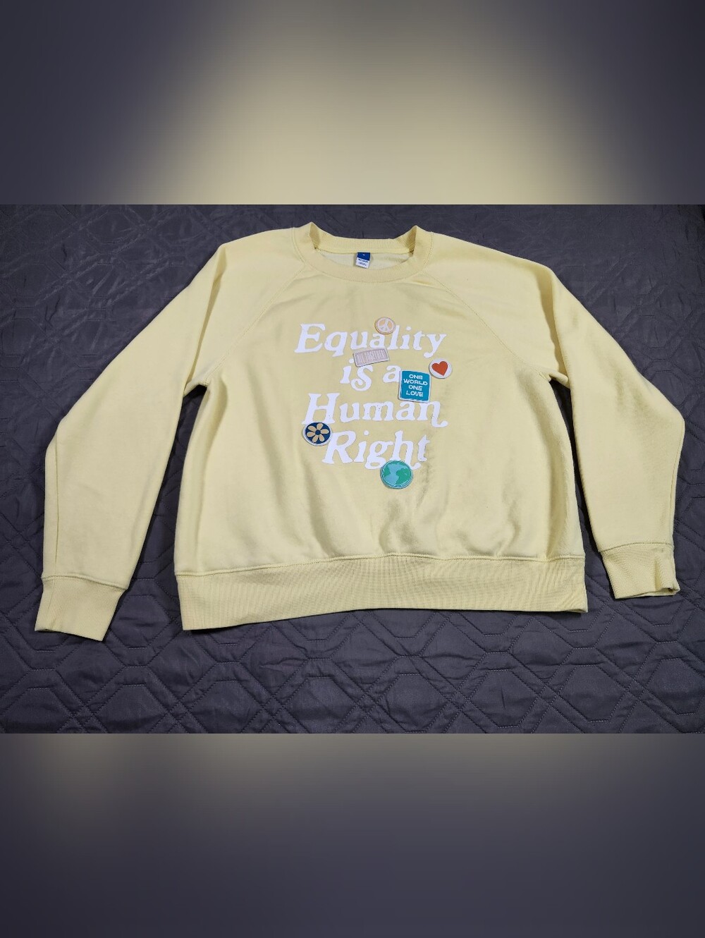 Old Navy Yellow Graphic Crewneck Sweatshirt - Equality Is A Human Right Size M